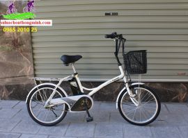 Xe đạp trợ lực Nhật Bản Panasonic bánh nhỏ màu trắng